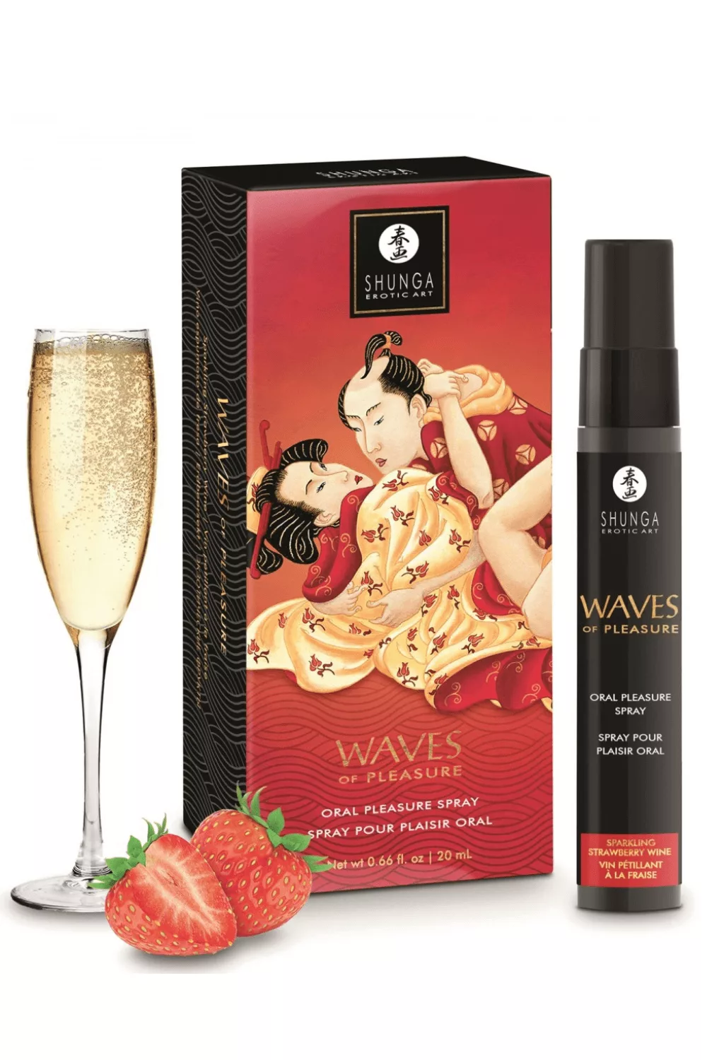 Spray pour plaisir oral saveur vin pétillant à la fraise 20 ml - Shunga